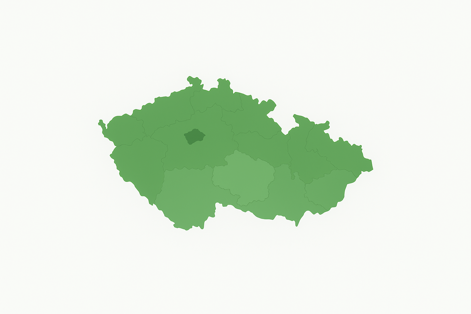 Mapa Česka v zelené barvě